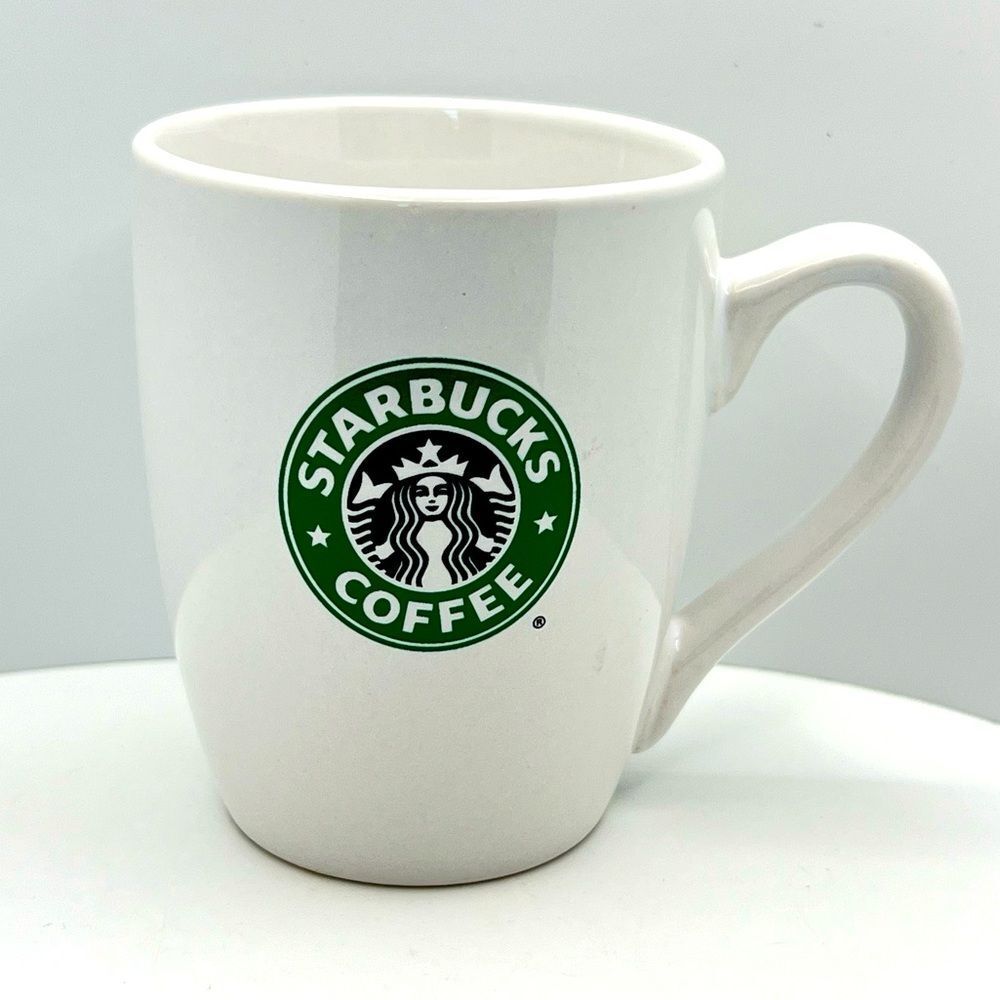 $8 🌸 2008 Starbucks Logo 10.2 Oz White Ceramic Coffee Mug W Handle ~ Pre-Owned